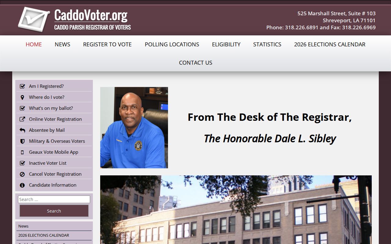 Caddo Parish residents directory Registrar of Voters website