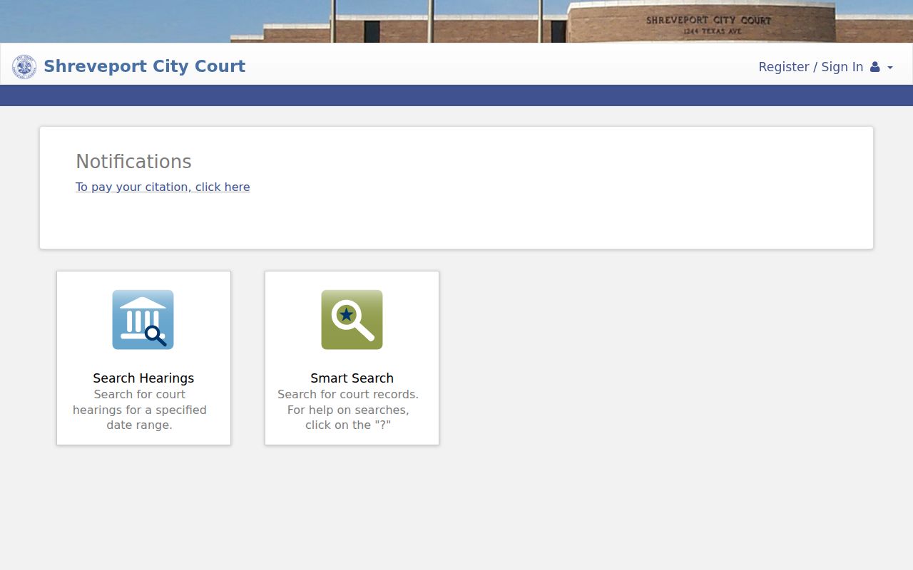 Caddo Parish resident lookup Shreveport City Court portal