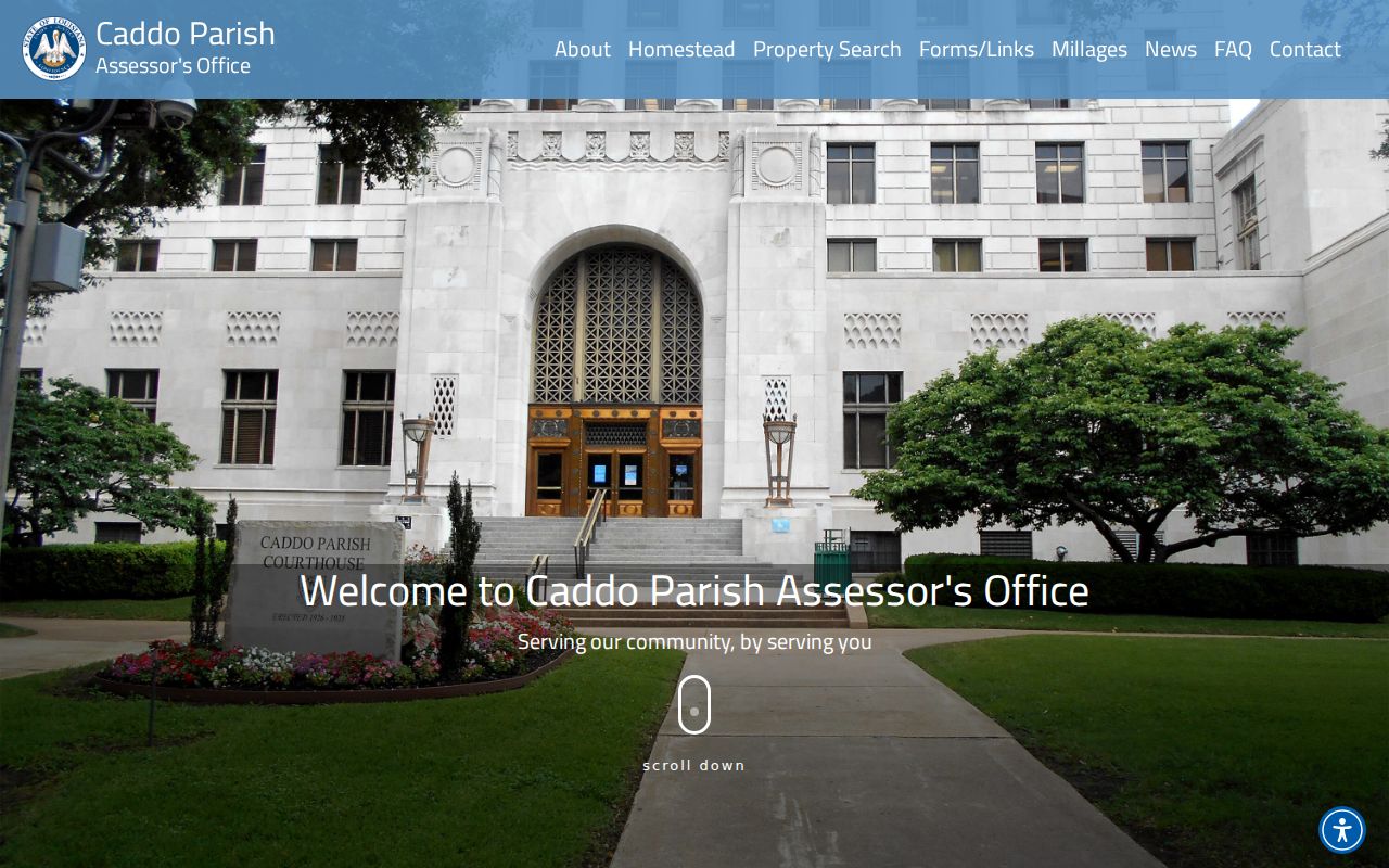 Caddo Parish Assessor real estate search page used for street directory research