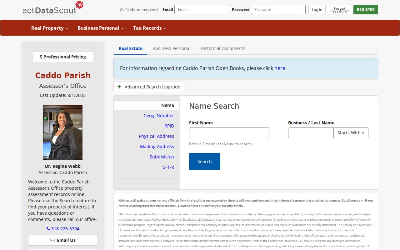 Professional Caddo Parish property mapping portal for parcel research by street